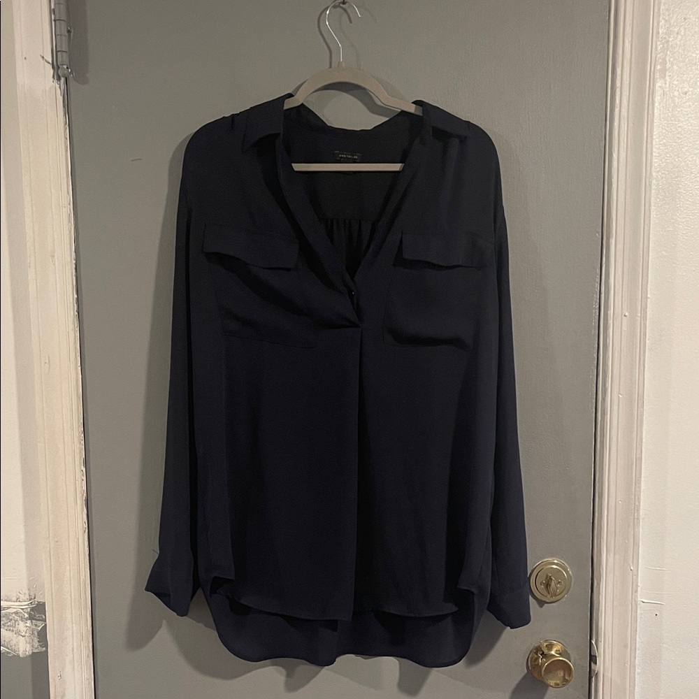 Ann Taylor Midnight Blue‎ Blouse Size Large Tall